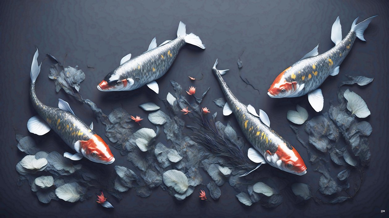 mürekkeple boyama: Koi-Karpfish_red_01 by Josef Johann Michel