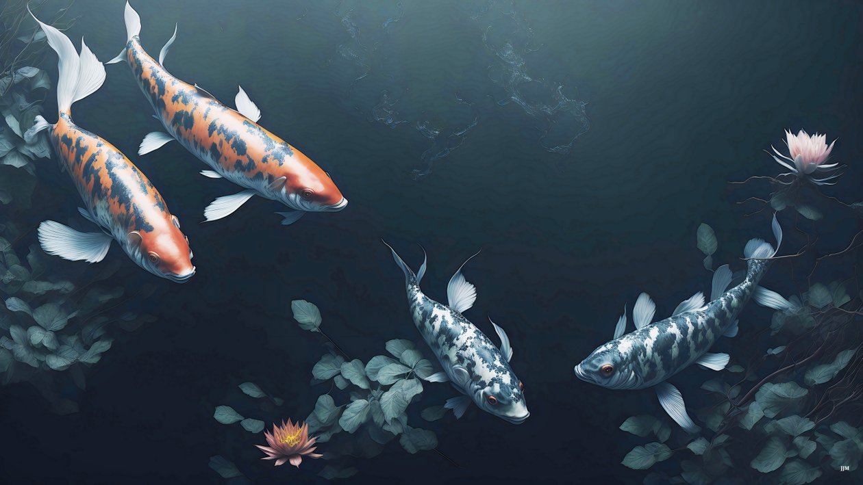mürekkeple boyama: Koi-Karpfish_red+white_01 by Josef Johann Michel