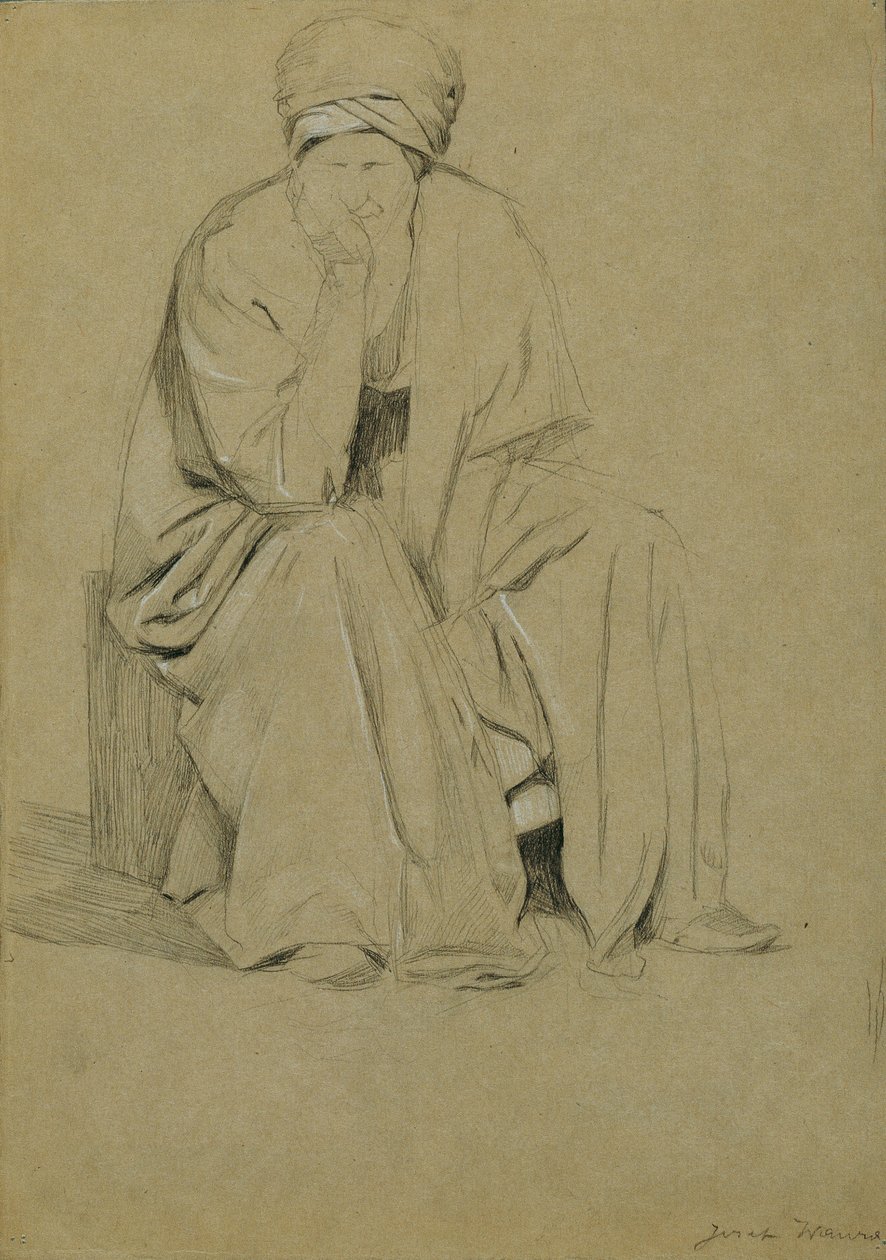 Türbanlı oturan adam by Josef Wawra