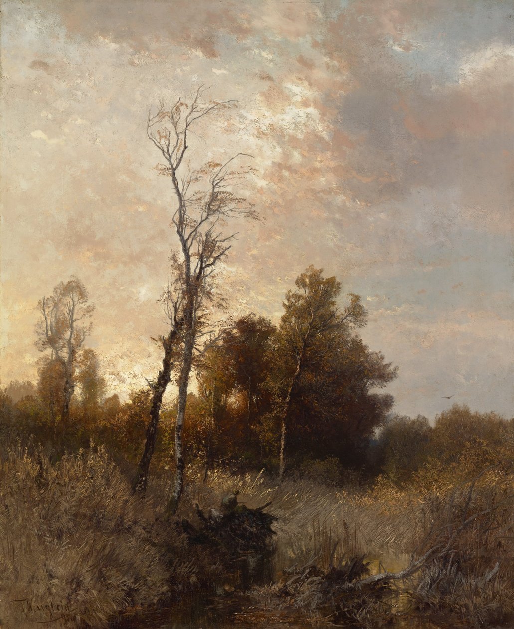 Bir avcı ile sonbahar manzarası by Josef Wenglein