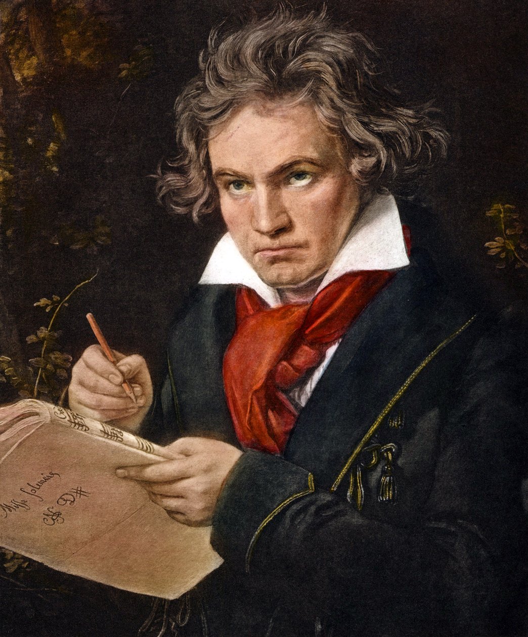 Ludwig van Beethoven, Missa Solemnis renkli litoyu tutuyor by Joseph Carl Stieler