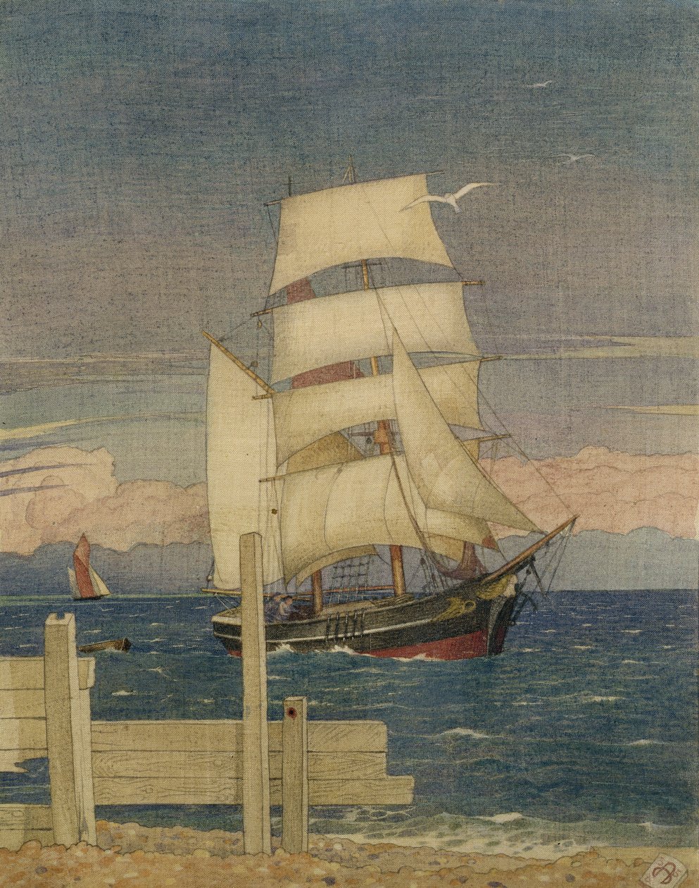 Uzun Gemi, 1935 (kumaş üzerine wc ve kalem) by Joseph Edward Southall