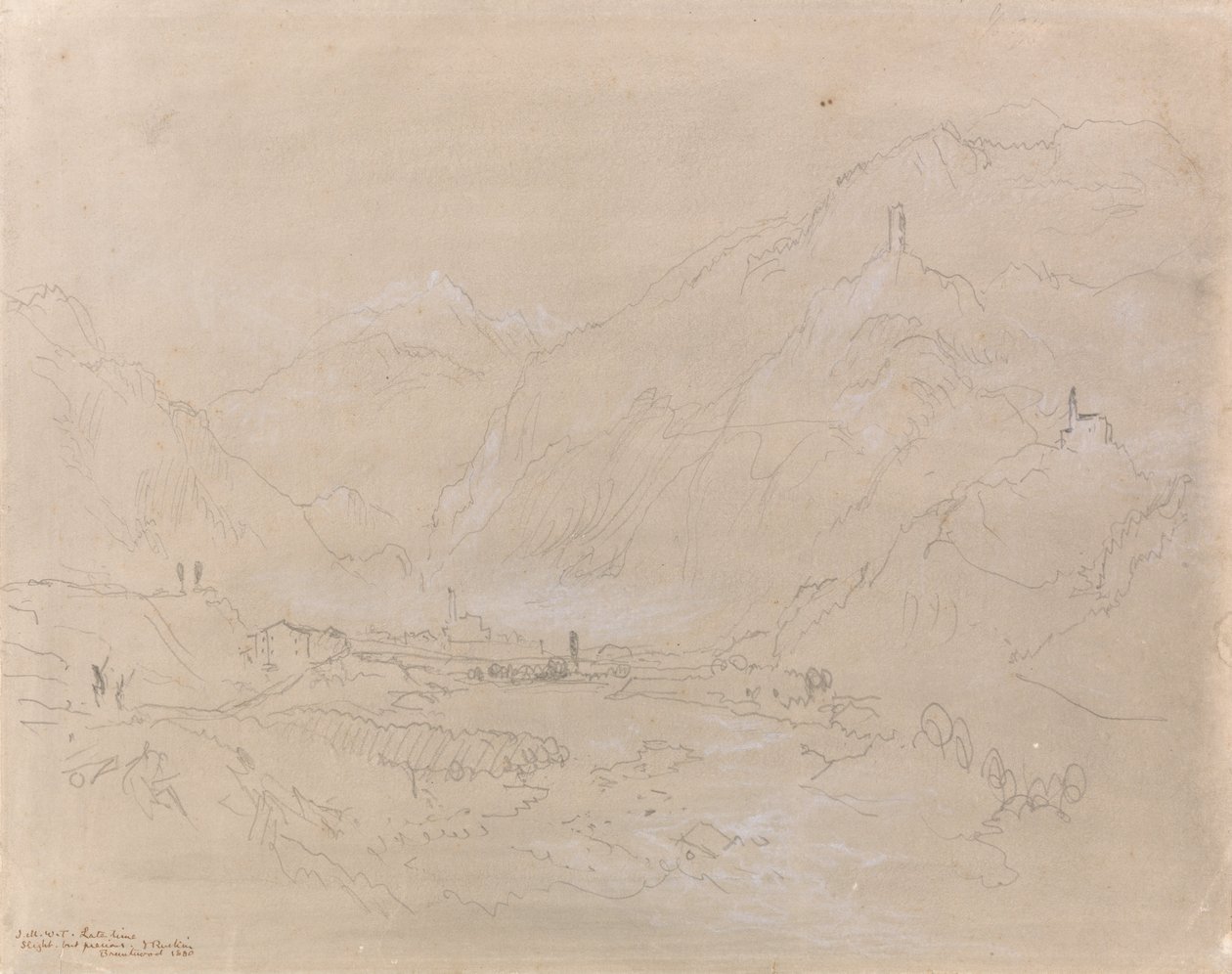 Valley Kasabası ile Dağlık Manzara by Joseph Mallord William Turner