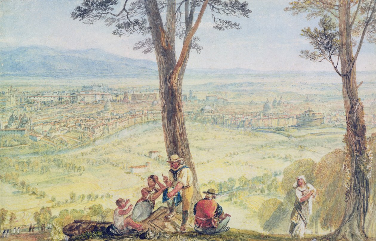 Rome from Monte Mario, c.1818 (wc over pencil on paper) by Joseph Mallord William Turner
