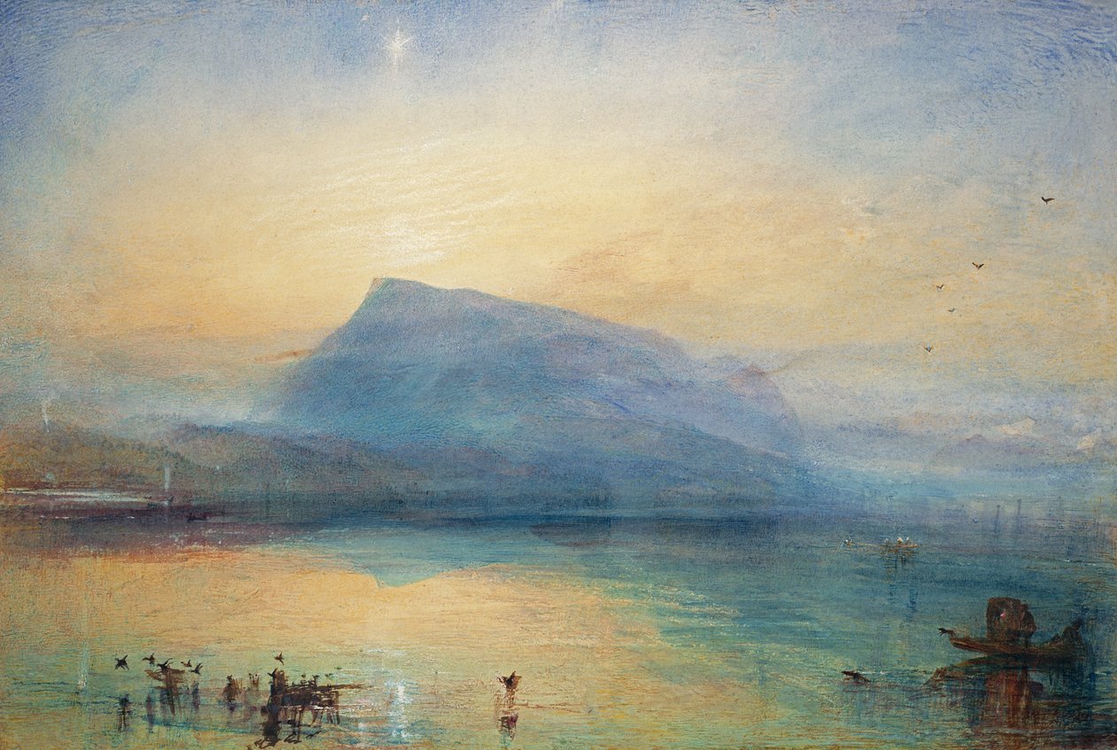 Mavi Rigi: Luzern Gölü - Gündoğumu, 1842 by Joseph Mallord William Turner