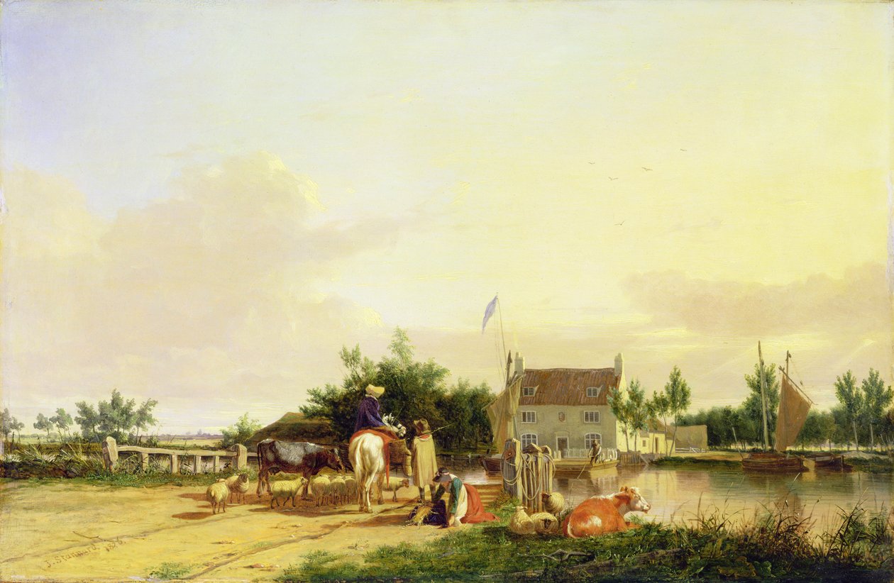 Yare Nehri üzerindeki Buckenham Feribotu, Norfolk, 1826 by Joseph Stannard