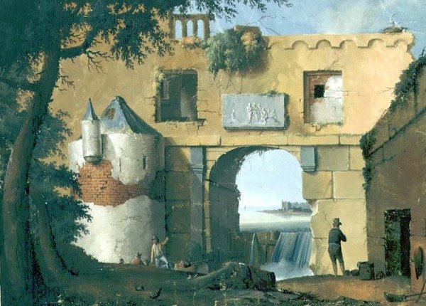 Bir İtalyan manzarasında kalıntılar by Joseph August Knip