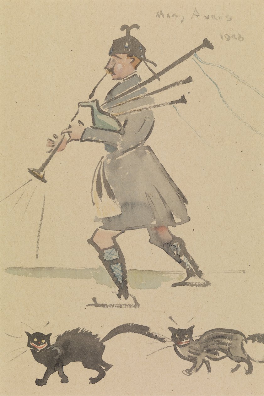 Highlander Gayda Çalıyor by Joseph Crawhall