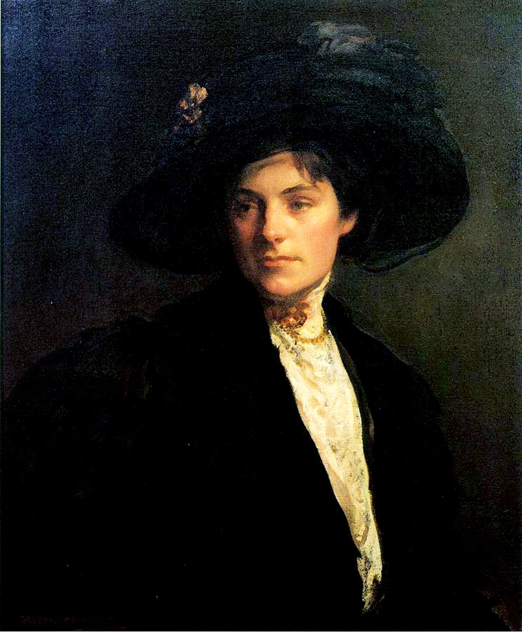 ಕಪ್ಪು ಟೋಪಿ ಹೊಂದಿರುವ ಮಹಿಳೆ, 1910 ಟರ್ಕಿ by Joseph DeCamp