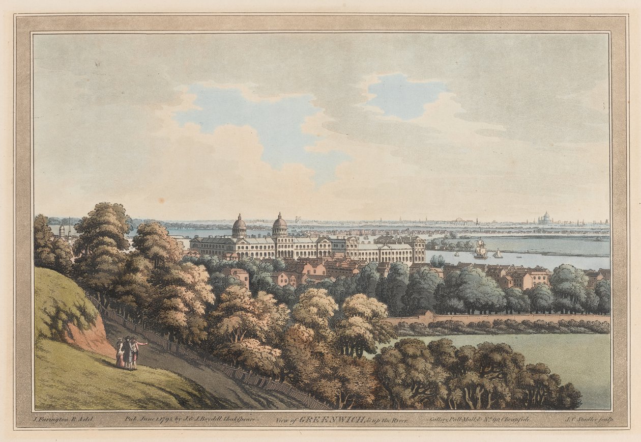Greenwich ve Up the River manzarası by Joseph Farington