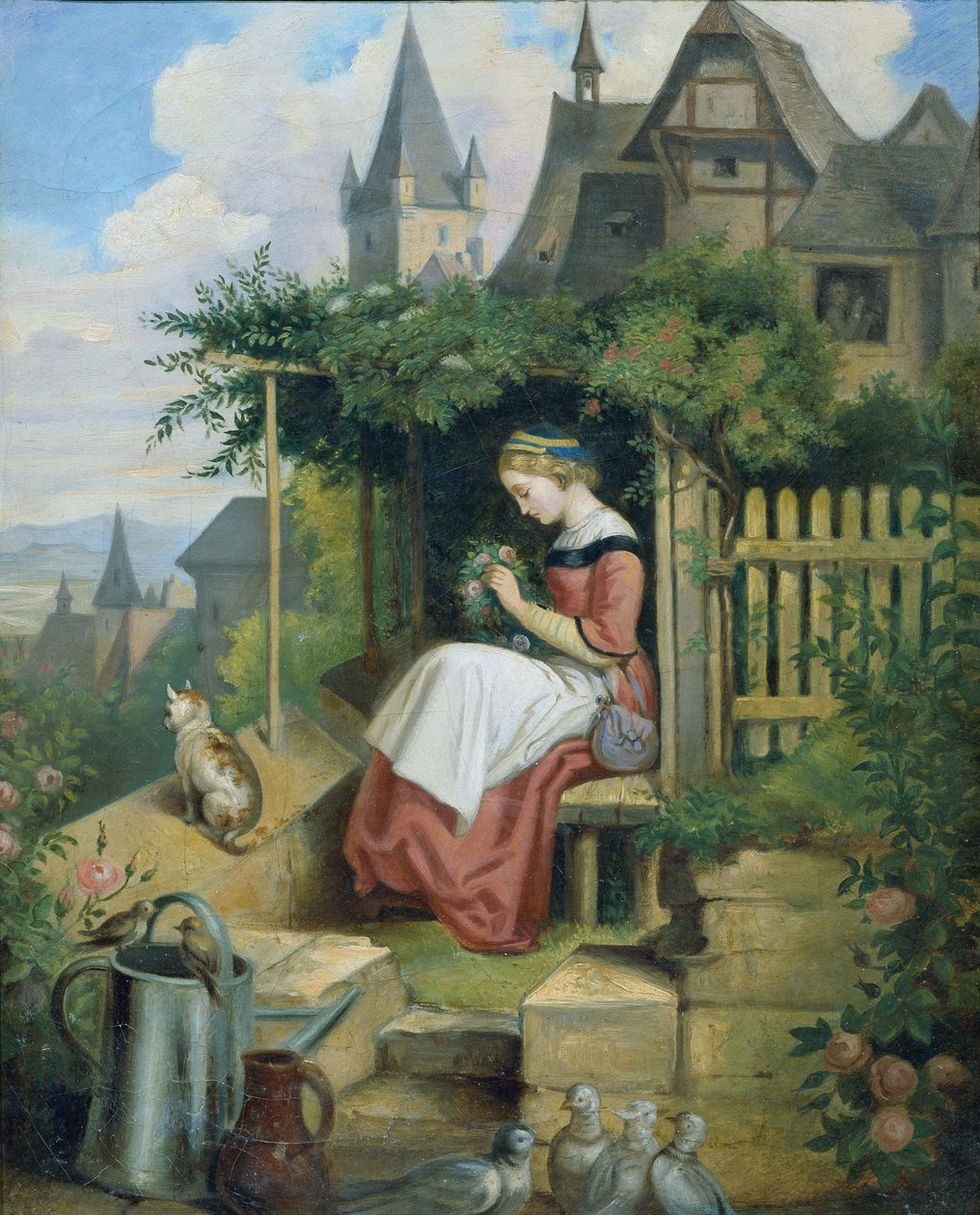 Kız ev bahçesinde by Joseph Hasslwander