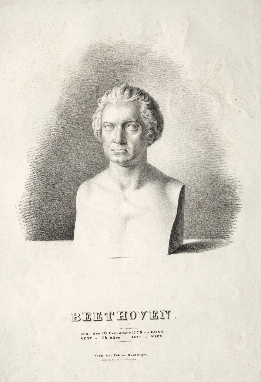 Ludwig van Beethoven'ın büstü. by Joseph Kriehuber