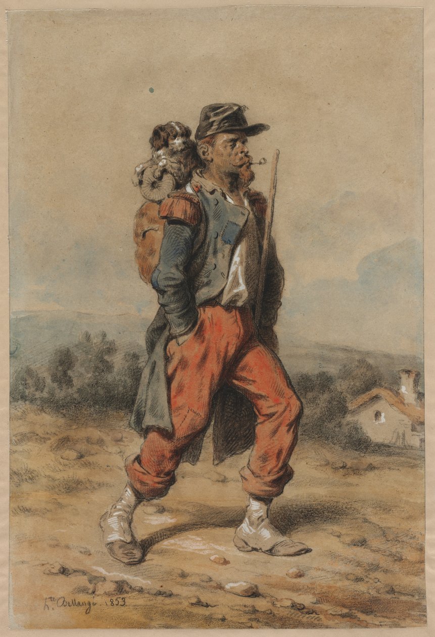 Köpekli asker by Joseph Louis Hippolyte Bellange