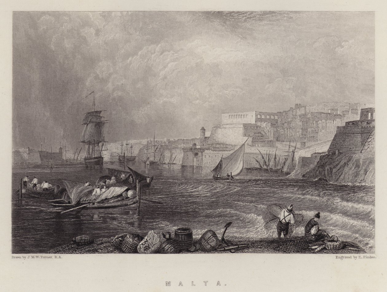 Malta (renkli taş) by Joseph Mallord William (after) Turner