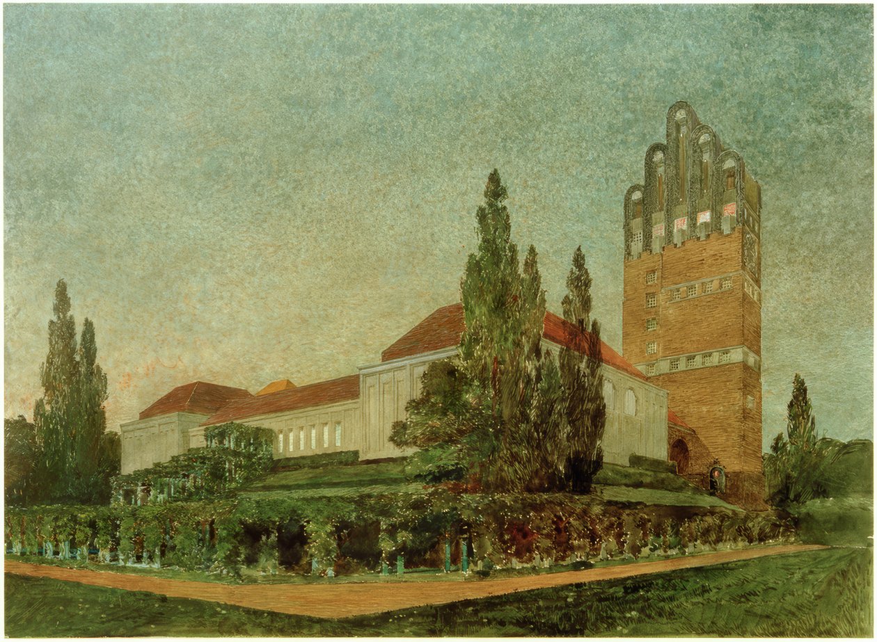 Darmstadt, Mathildenhöhe, sergi binası by Joseph Maria Olbrich