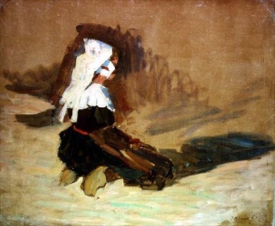 Diz çökmüş Breton Kız by Joseph Milner Kite
