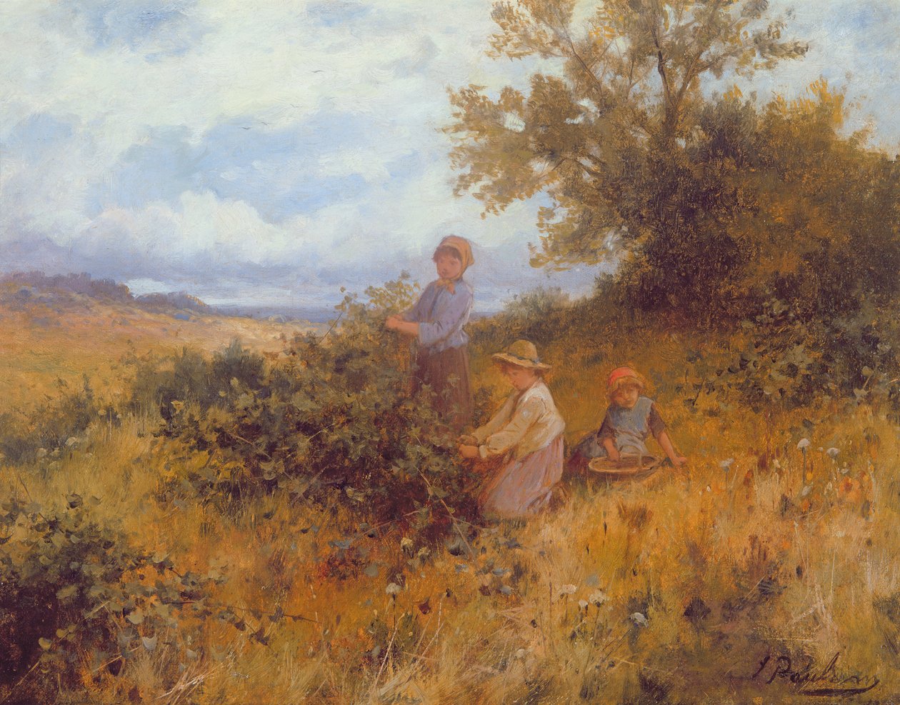 Böğürtlen Toplama, 1870 dolayları (tuval üzerine yağlı boya) by Joseph Paulman