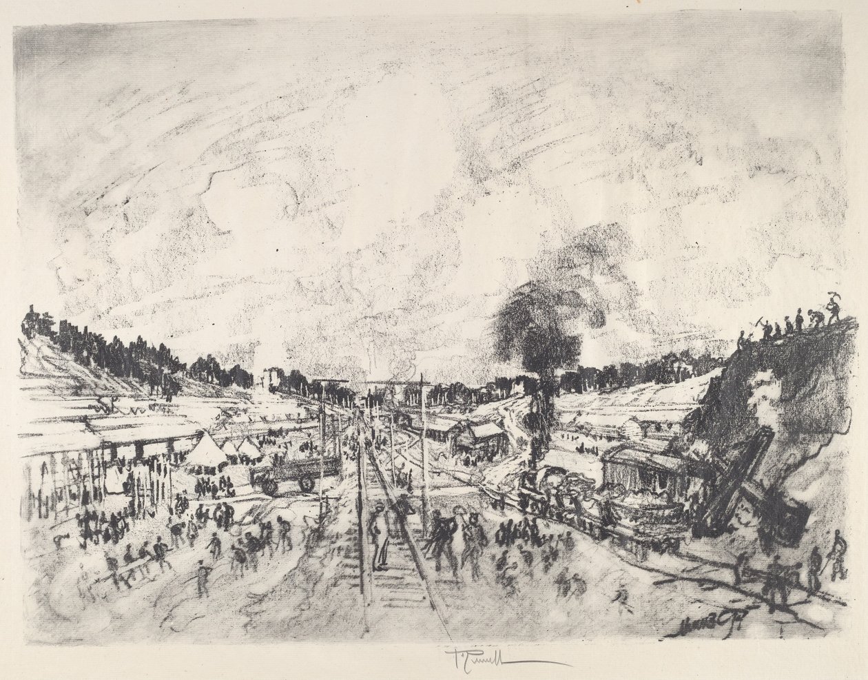 Kampın İnşası, 1917. by Joseph Pennell