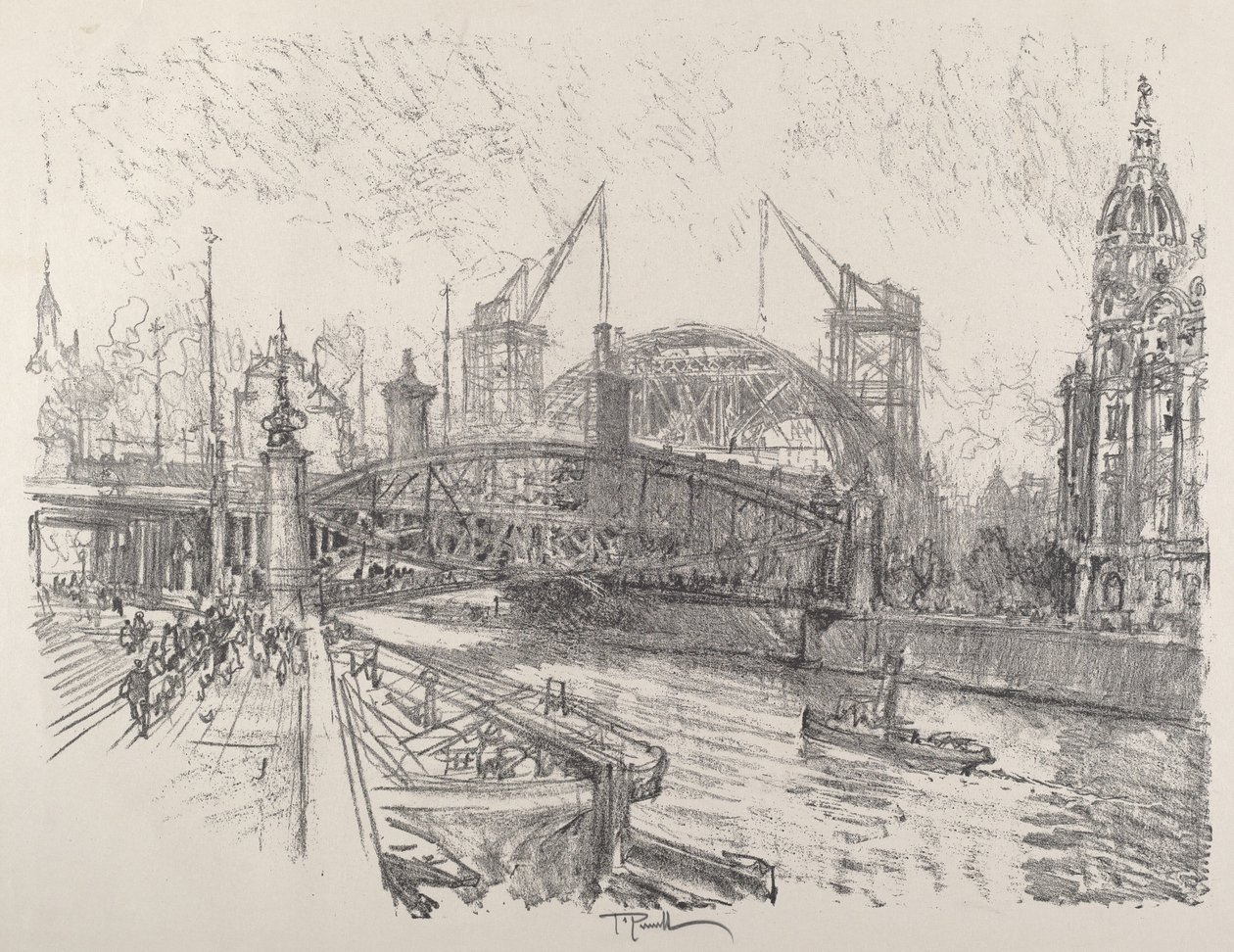 Friedrichstrasse İstasyonunun İnşası by Joseph Pennell