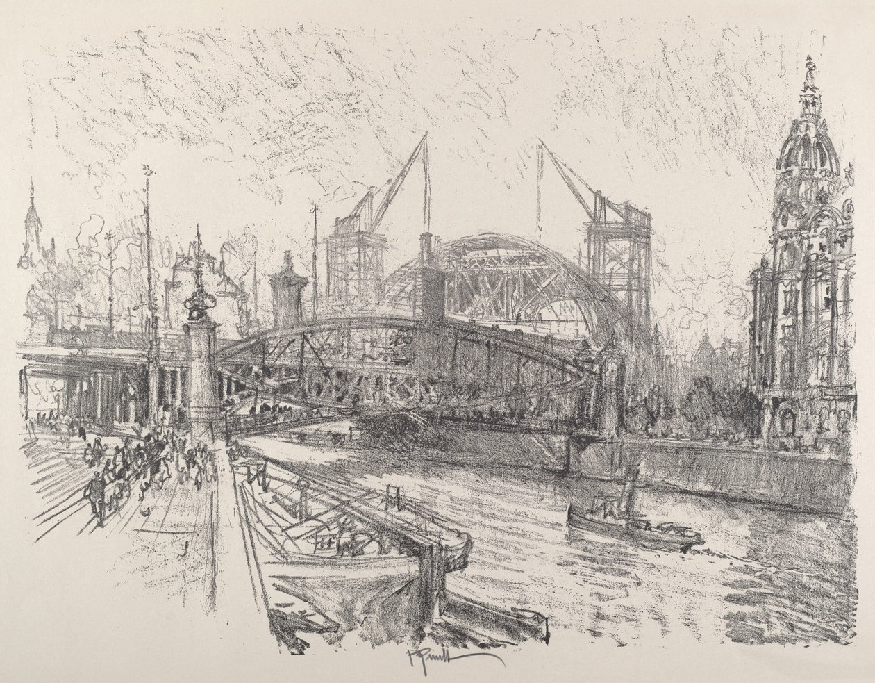 Friedrichstrasse İstasyonunun İnşası by Joseph Pennell