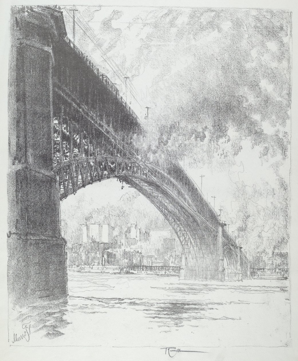 Eads Köprüsü, St. Louis, 1919. by Joseph Pennell