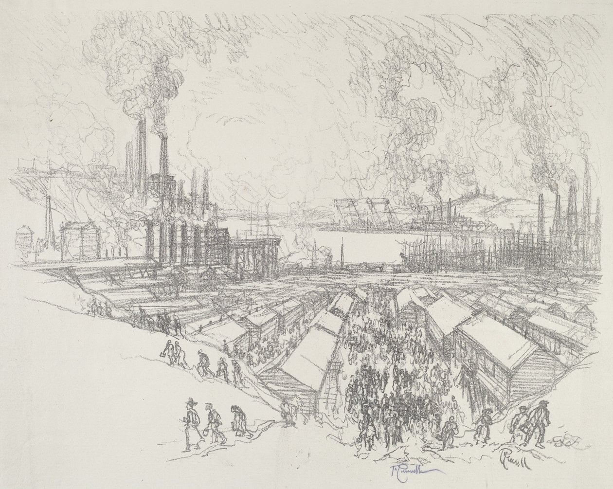 Saat beş, 1916. by Joseph Pennell