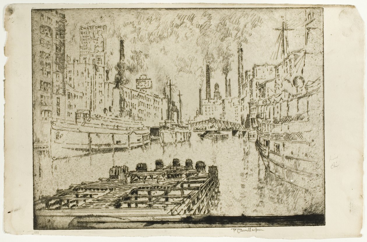 Göl Vapurları, Şikago by Joseph Pennell