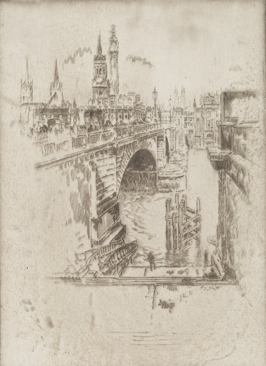 Londra Köprüsü Merdivenleri, 1903. by Joseph Pennell