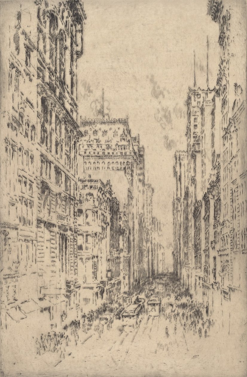 Aşağı Broadway, 1904. by Joseph Pennell