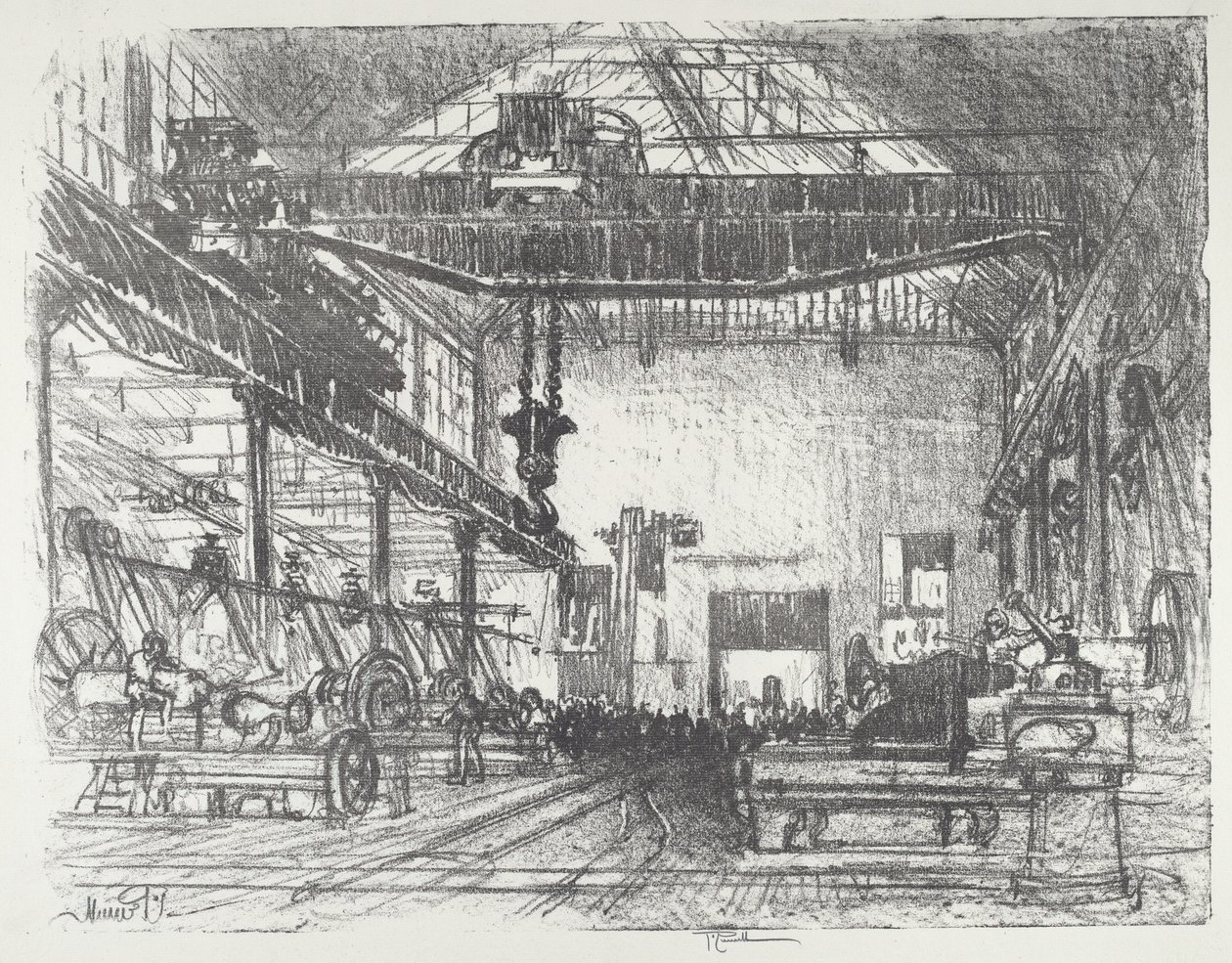 Büyük Kabukları Planyalamak, 1916. by Joseph Pennell