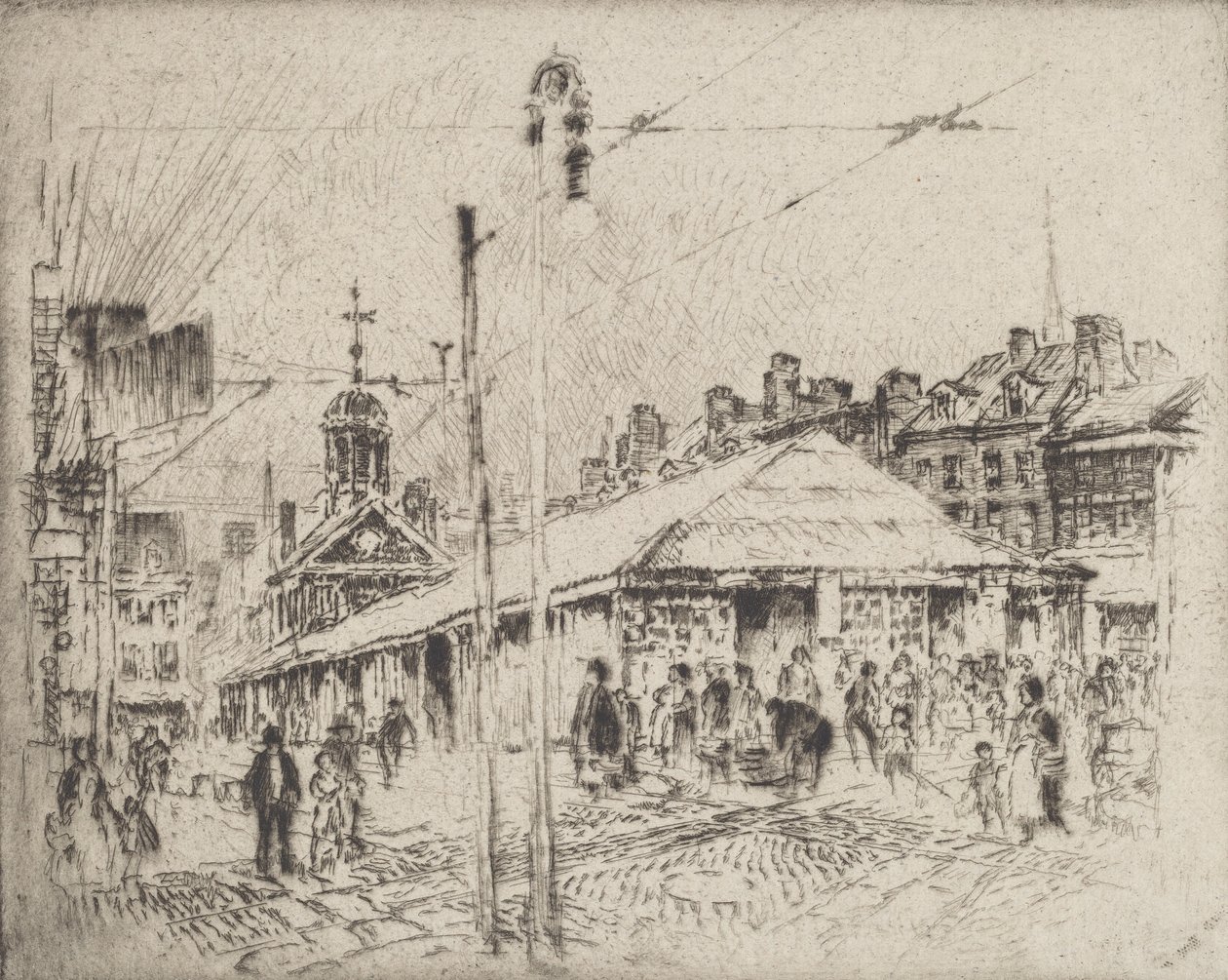 İkinci Sokak Pazarı, Philadelphia, 1920. by Joseph Pennell