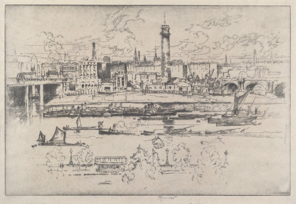 Köprüler Arası Atış Kulesi by Joseph Pennell