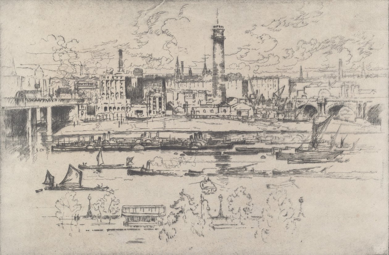 Köprüler Arası Atış Kulesi, 1910. by Joseph Pennell