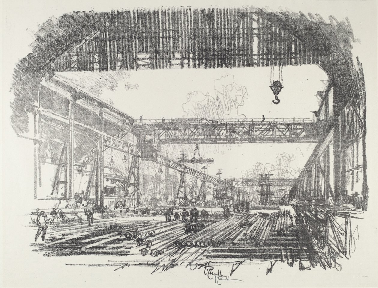 Kabuklar için Çelik Çubuklar, 1916. by Joseph Pennell