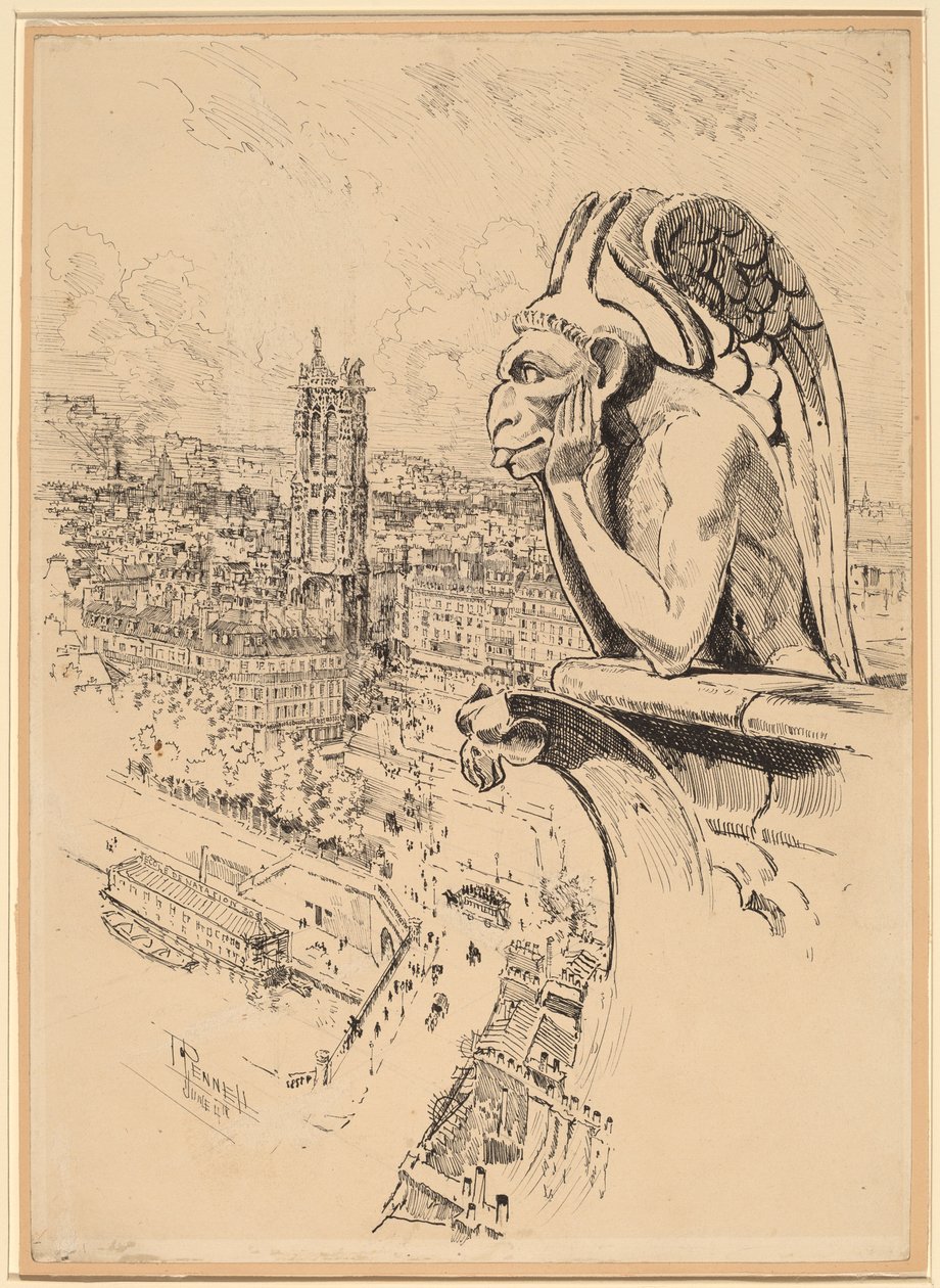 "Le Stryge" için çalışma by Joseph Pennell