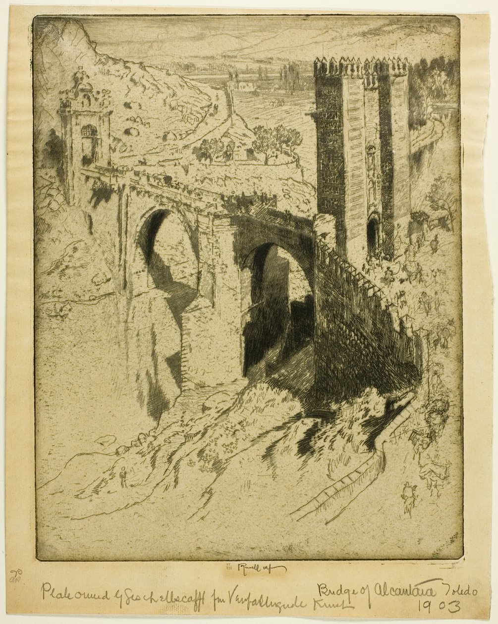 Alcantara Köprüsü, Toledo by Joseph Pennell