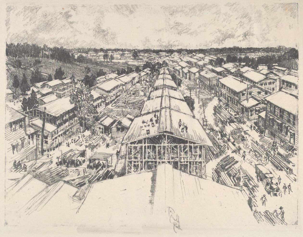 Kamp, Yeni Mimari, 1917. by Joseph Pennell