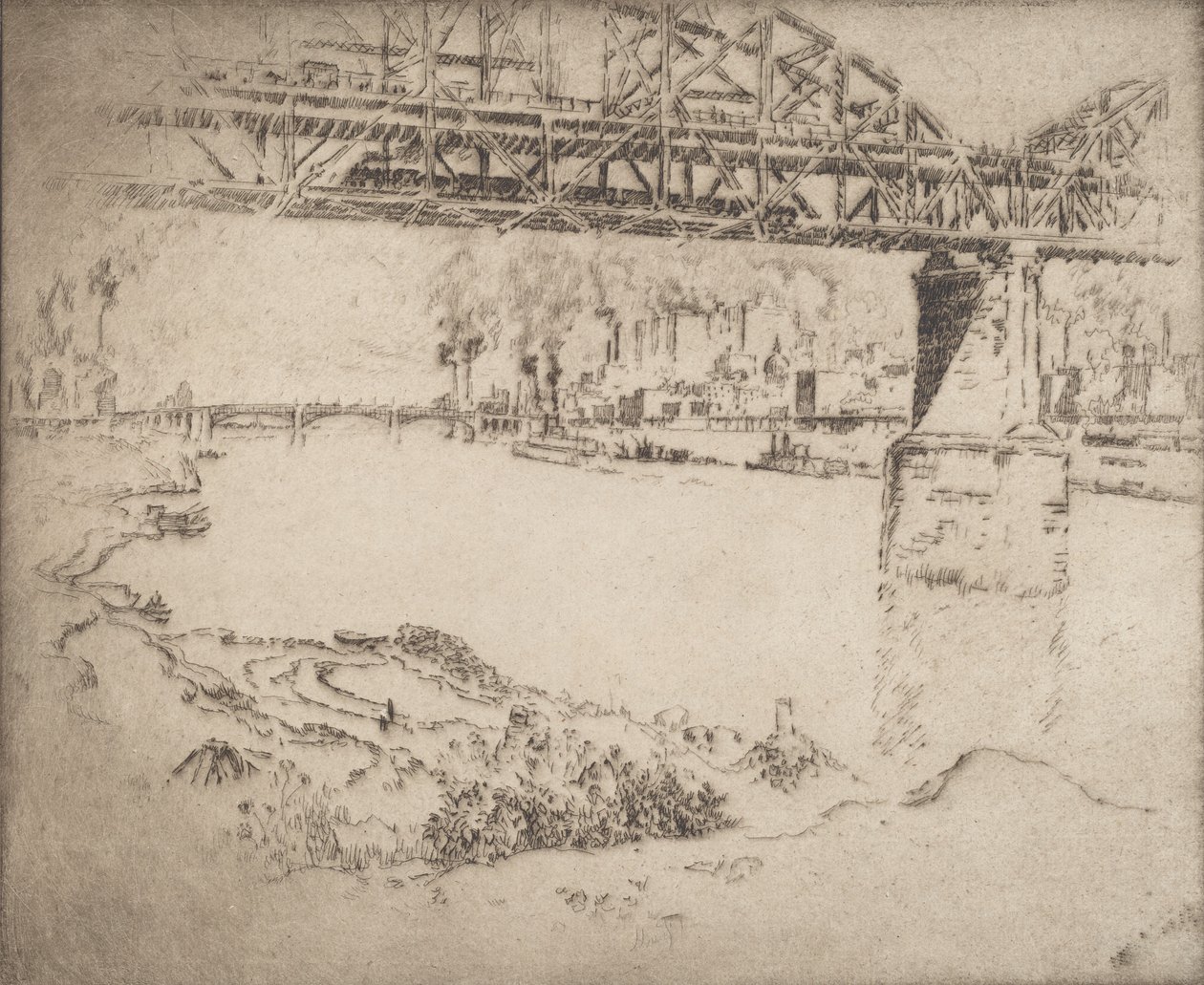 Şehir Köprüsü, St. Louis, 1919. by Joseph Pennell