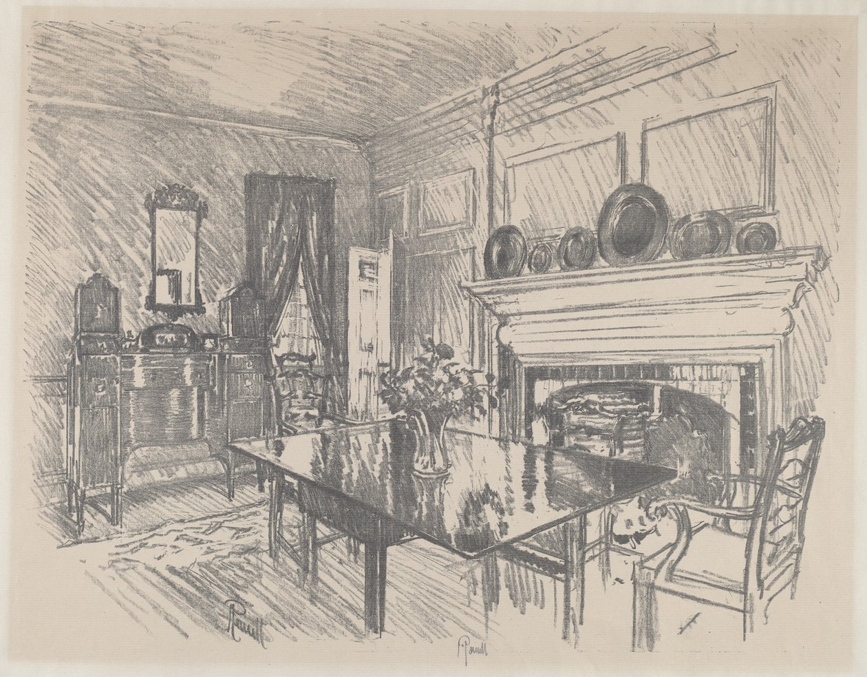 Yemek Odası, Stenton, 1912. by Joseph Pennell