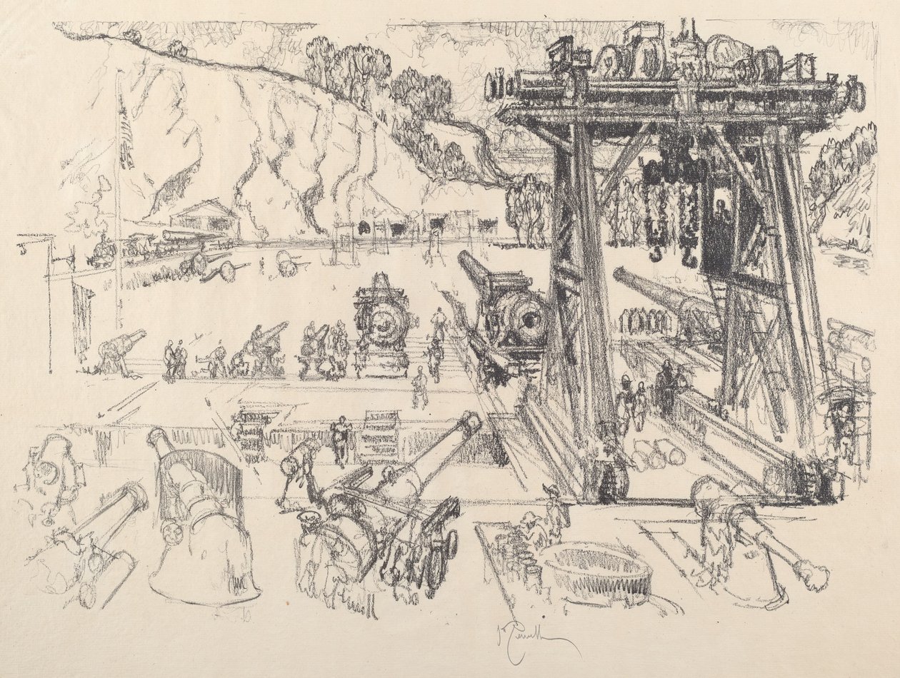 Silah Testi Alanı, 1917. by Joseph Pennell