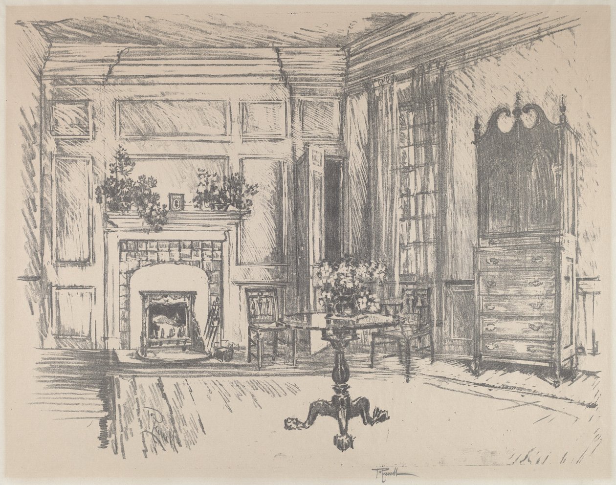 Üst Oda, Stenton, 1912. by Joseph Pennell