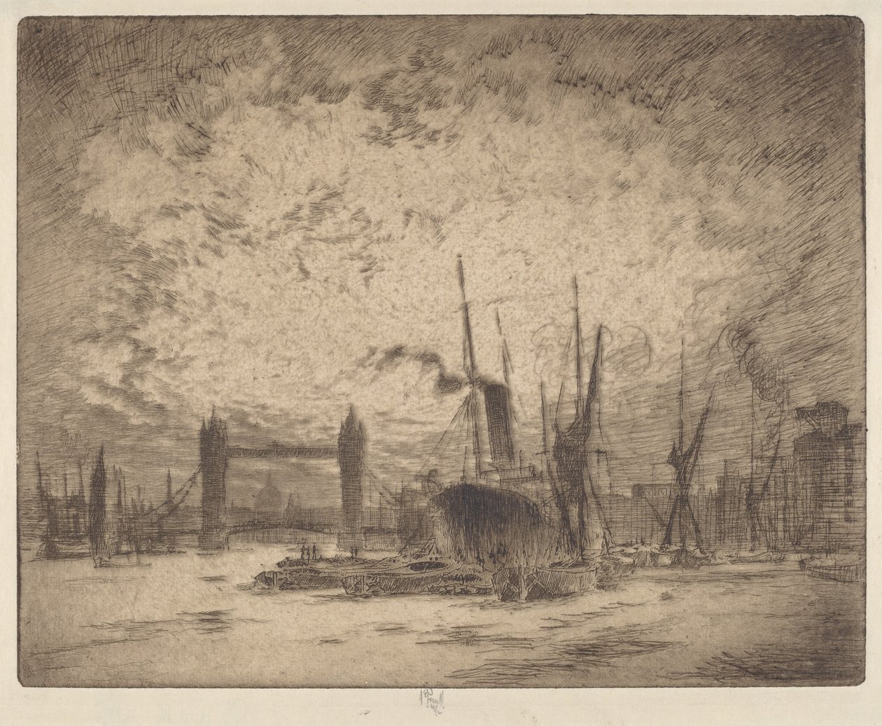 Kule Köprüsü, Akşam by Joseph Pennell