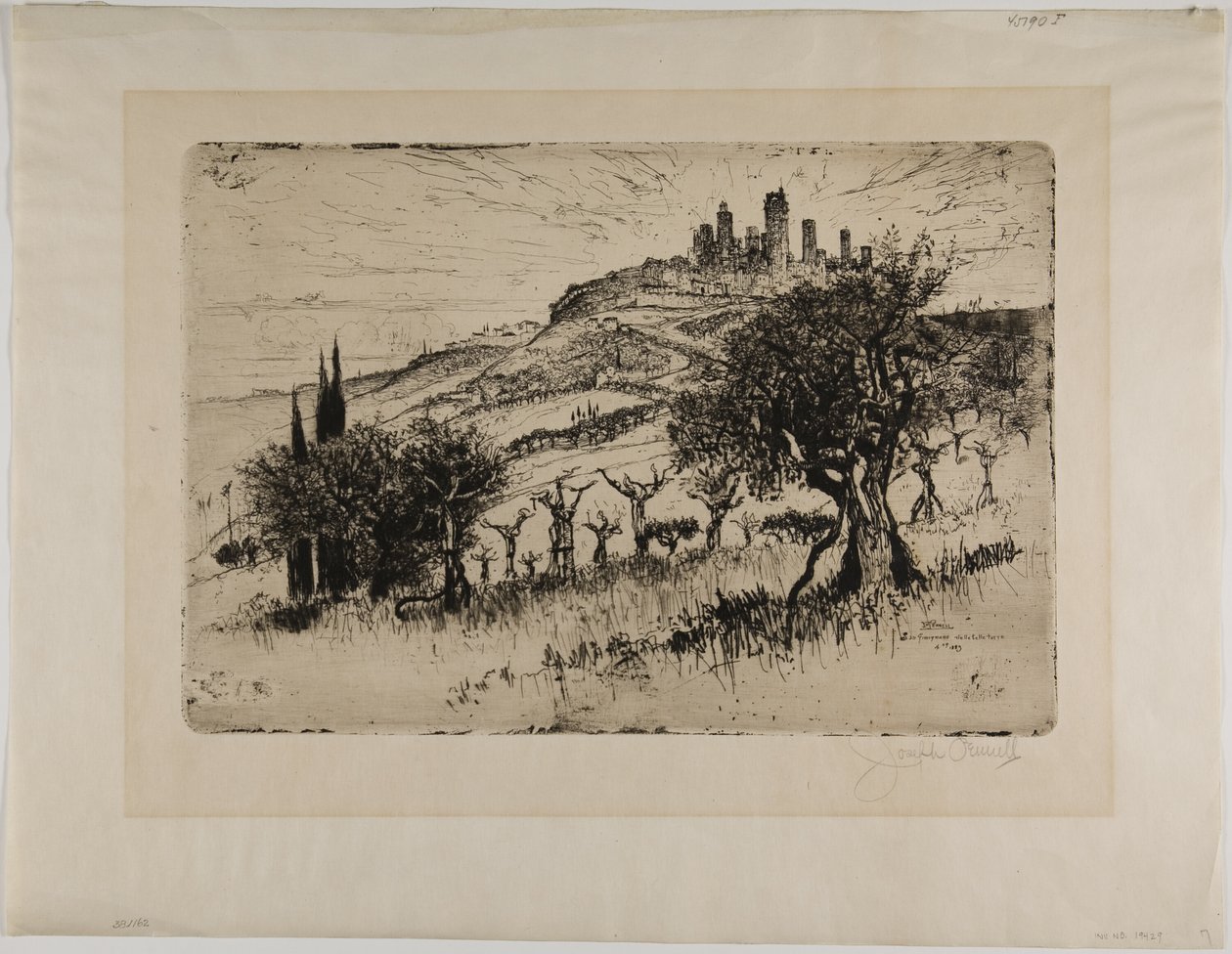 Surların Dışında San Gimignano Kuleleri by Joseph Pennell