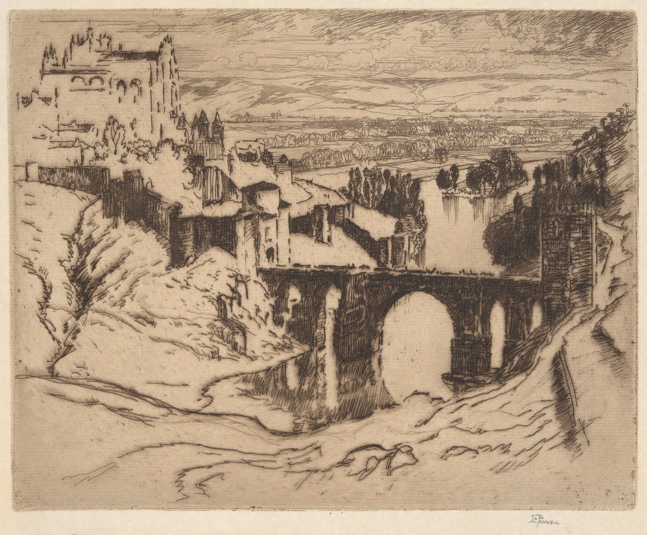 İsimsiz [Aziz Martin Köprüsü, Toledo] by Joseph Pennell