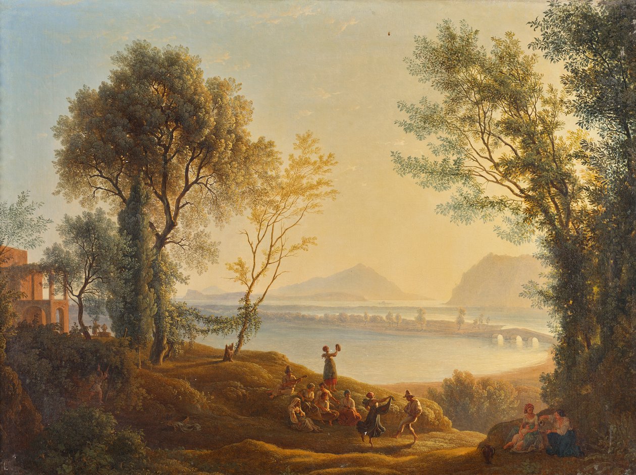 Gün batımı ile İtalyan manzara by Joseph Rebell
