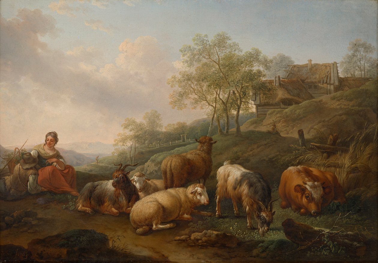 Sığır otlayan manzara by Joseph Roos d. Ä.