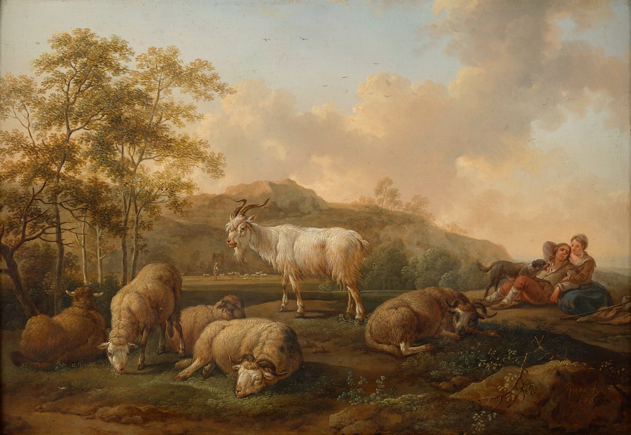 Sığır otlayan manzara by Joseph Roos d. Ä.