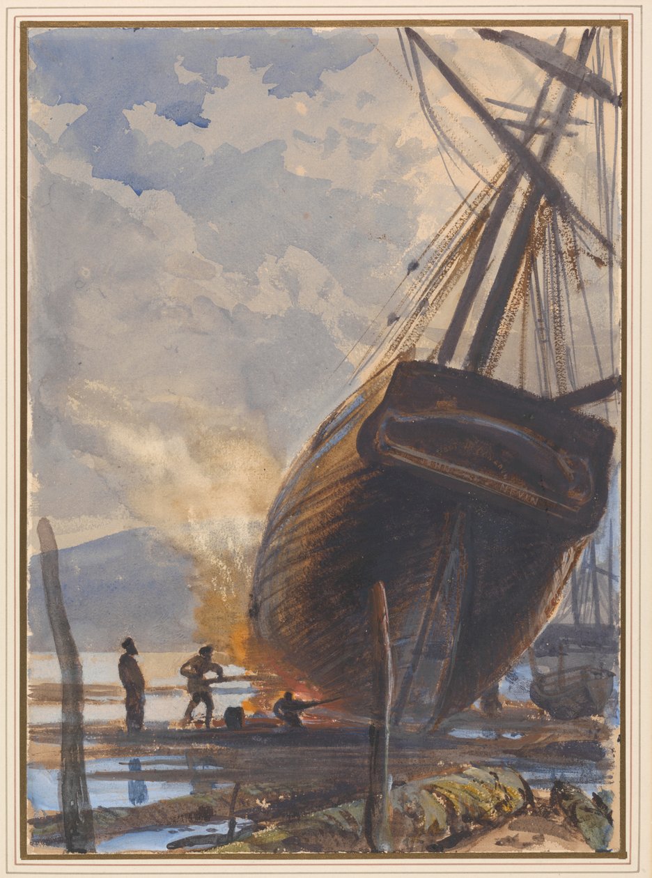 Schooner'ı Doldurmak, Falmouth Limanı by Joseph Severn