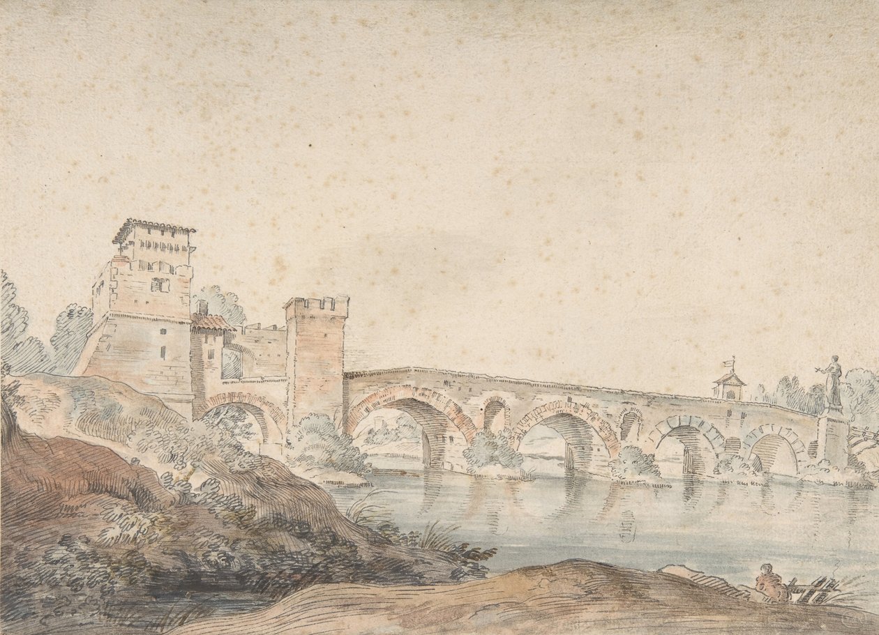 Ponte Molle, Roma, 18. yüzyıl. by Joseph Vernet.