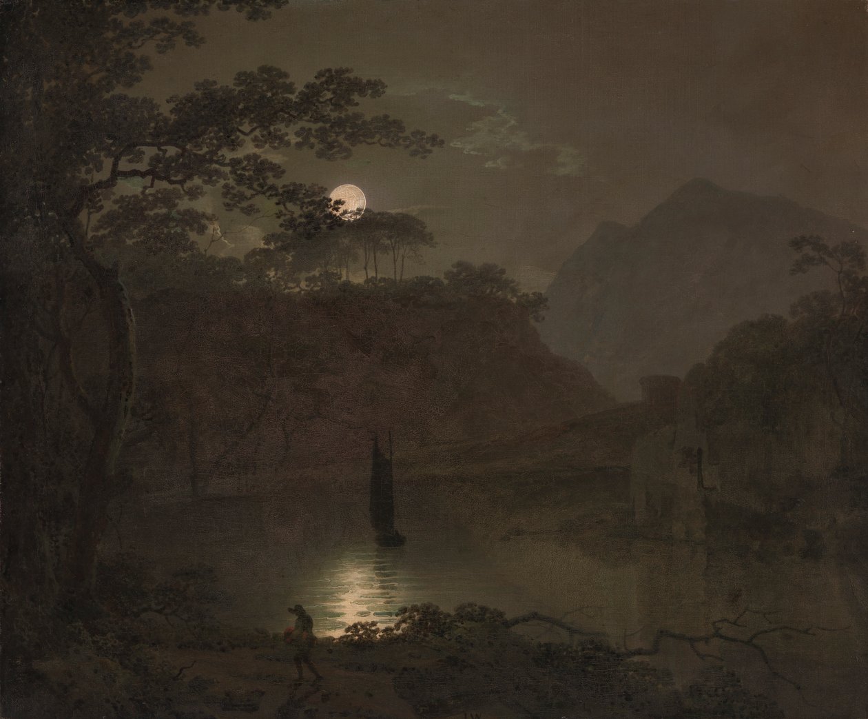 Ay Işığında Bir Göl by Joseph Wright of Derby